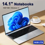 Ordinateur portable ultra mince Windows 11 Pro, ordinateur portable Gamer, écran 14.1x1920, 16 Go de RAM, 2 To SSD, Intel Nino 00, ordinateur de bureau et d'étude, PC, 1080 pouces