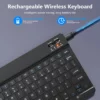 Clavier sans fil Bluetooth pour iPad, Mac, PC, tablette, téléphone portable, ordinateur portable, souris Mini avec N, espagnol, français, russe, coréen – Image 4