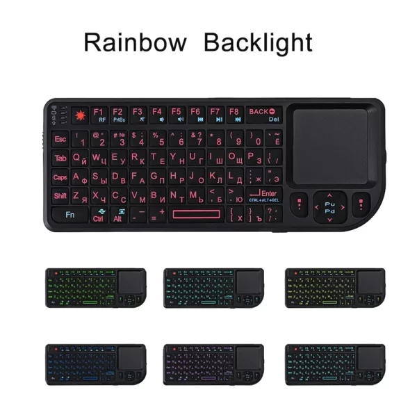 Mini clavier sans fil rétro4.2, français, engourdi, espagnol, langue russe, TouchSub N Air Mouse, PC, Smart TV Box, kit RVB – Image 6