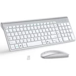 Clavier et souris sans fil, disposition AZERTY française, 2.4 mesurz, clavier compact ultra-mince, clavier ergonomique pour ordinateur PC