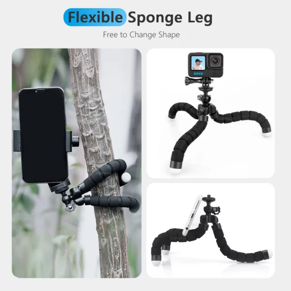 Vamson-Mini trépied flexible noir Octopus, trépieds pour Gopro fore12, 11, 10, 9, 8, 7, accessoires pour téléphone Insta360 bery DJI EKEN Drift – Image 5