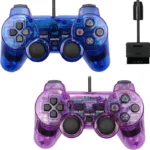 Manette filaire transparente pour console Sony Playstation2 PS1, joystick de vibration, manette de jeu, contrôleur mando