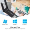 Adaptateur USB 1300Mbps AClingWiFi 5, carte réseau Ethernet pour touristes, bande 5G 2.4G USB 3.0, dongle pour PC, ordinateur portable, récepteur WiFi – Image 5