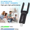 Adaptateur USB 1300Mbps AClingWiFi 5, carte réseau Ethernet pour touristes, bande 5G 2.4G USB 3.0, dongle pour PC, ordinateur portable, récepteur WiFi – Image 2