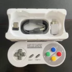 Manette de jeu sans fil avec bouton coloré, manette de jeu, manette de jeu, 2 récepteurs, 2.4G, compatible avec SNES Mini PC, Windows NS Switch
