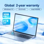 Ordinateur portable Windows 11 Gamer avec empreinte digitale rétroéclairée, ordinateur de bureau, PC portable, 32 Go de RAM, 2 To SSD, Wi-Fi, caméra, Intel N5095, 15.6 pouces